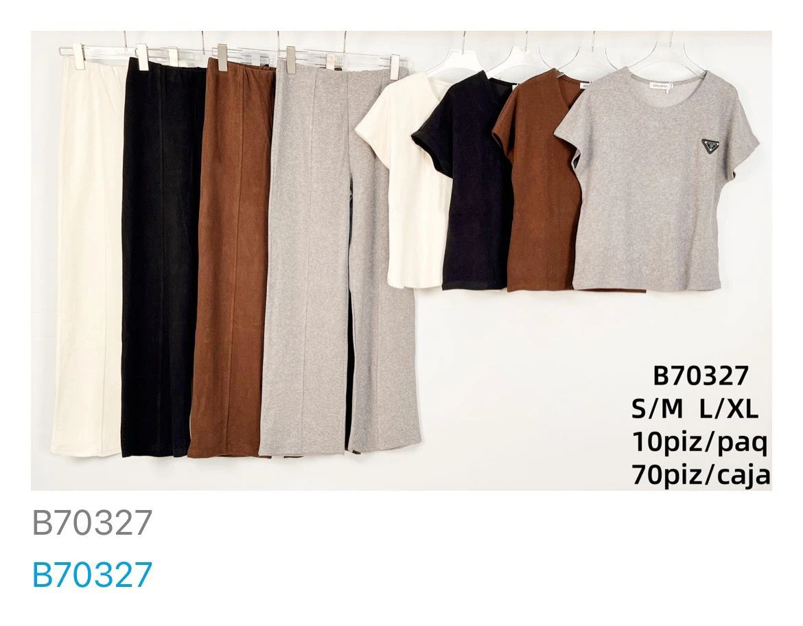 Conjunto de pantalón y camiseta para mujer-B70327