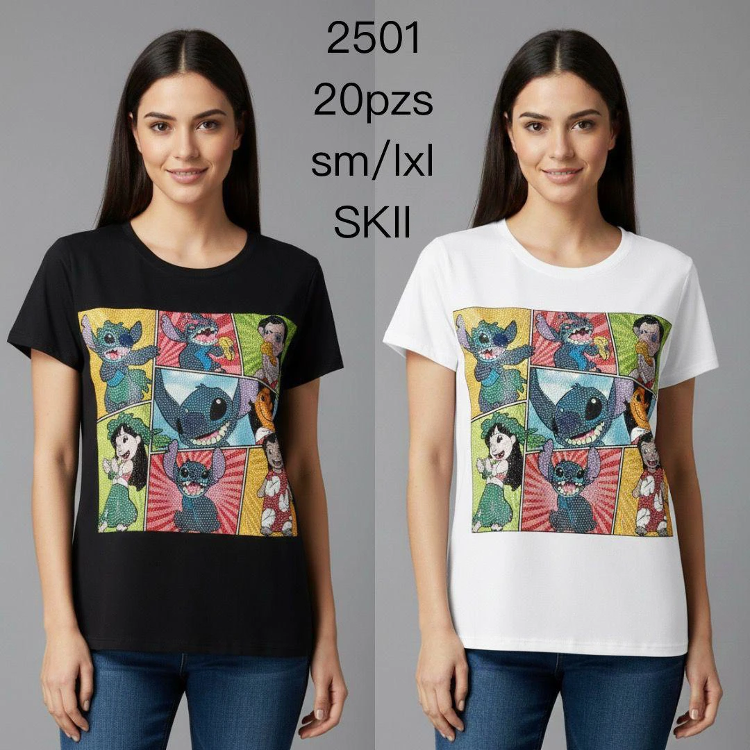 Playera con estampado de Lilo y Stitch-2501