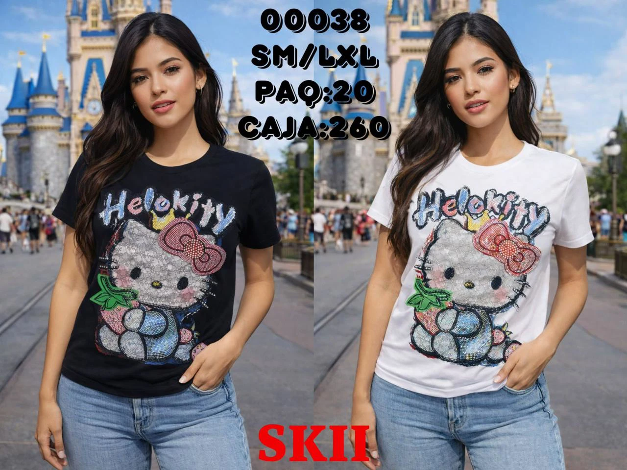 Playera Hello Kitty de manga corta con brillos-00038