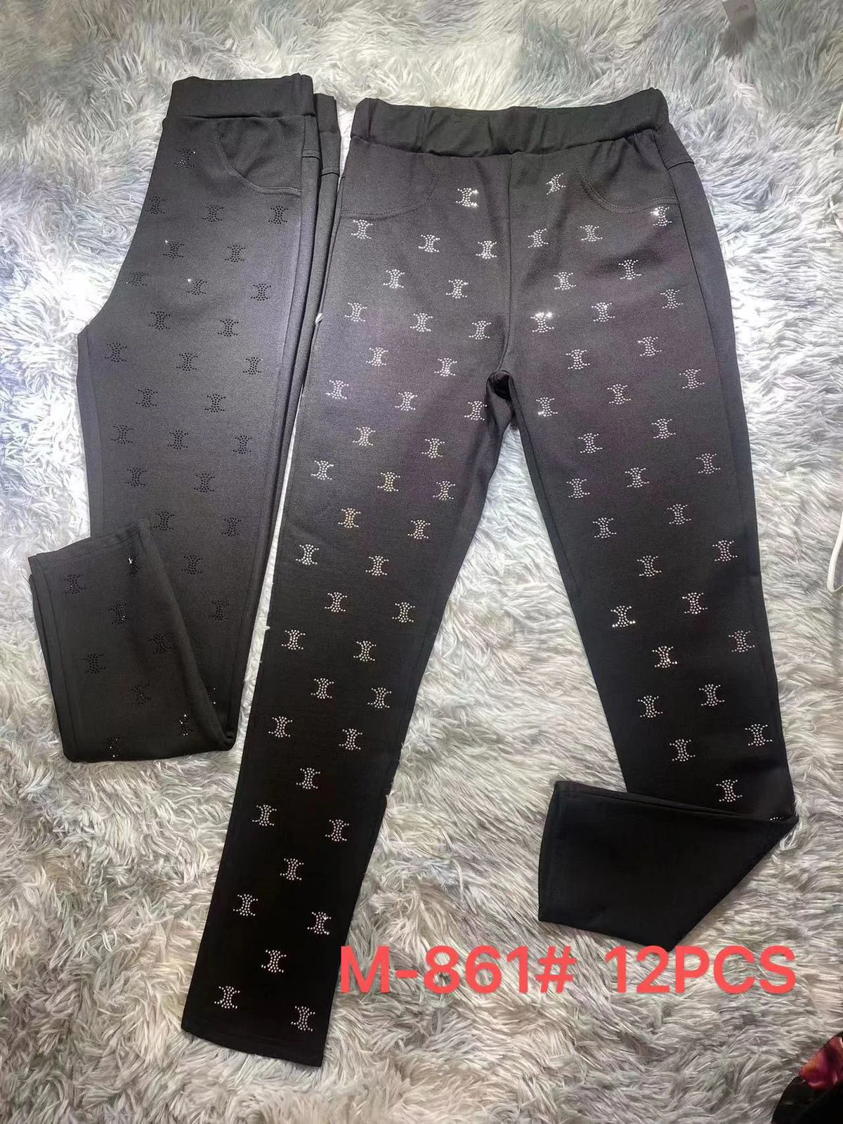 Pantalones deportivos con pedrería para mujer-M-861