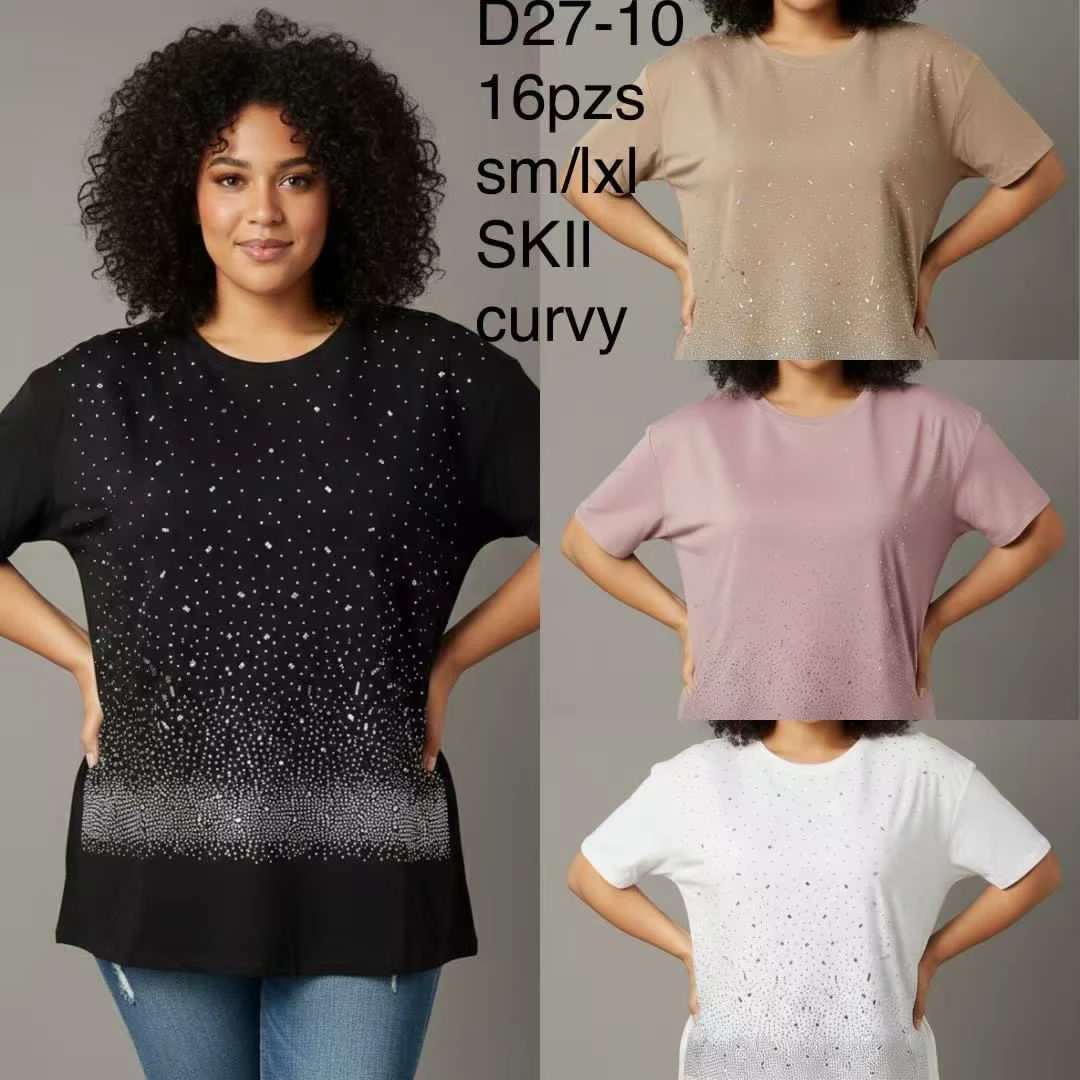 Playera de manga corta con brillos-D27-10