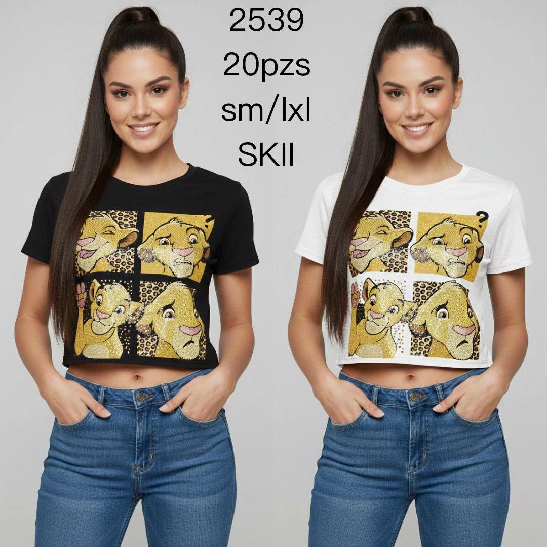Playera Crop Top con estampado de El Rey León-2539