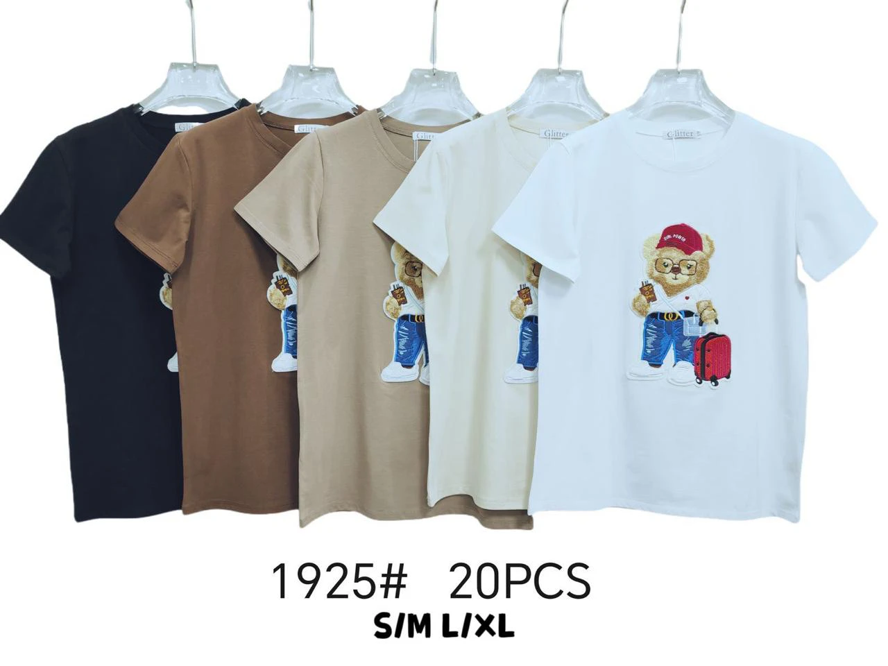 Camisetas de manga corta con diseño de oso-1925