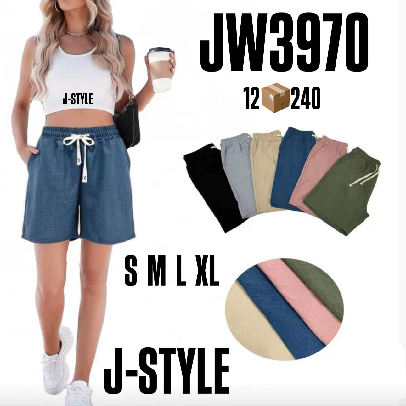 Shorts Casuales para Mujer con Jareta-JW3970