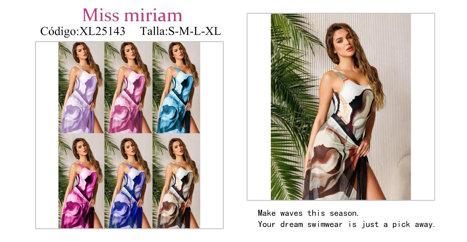 Traje de baño de una pieza con pareo estampado-XL25143