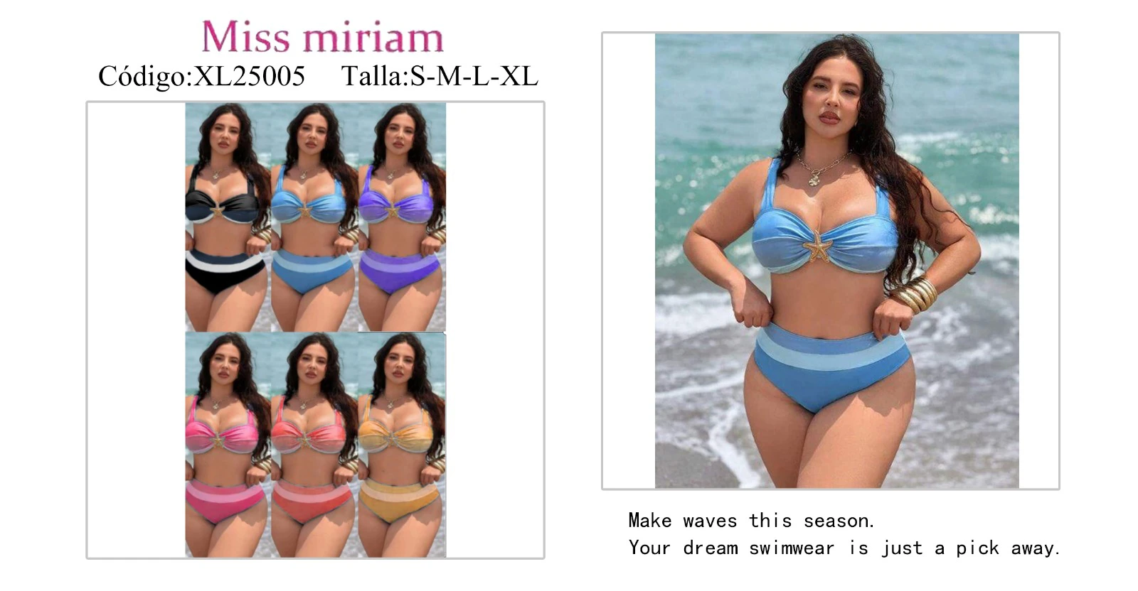 Traje de baño bikini con decoración de estrella-XL25005