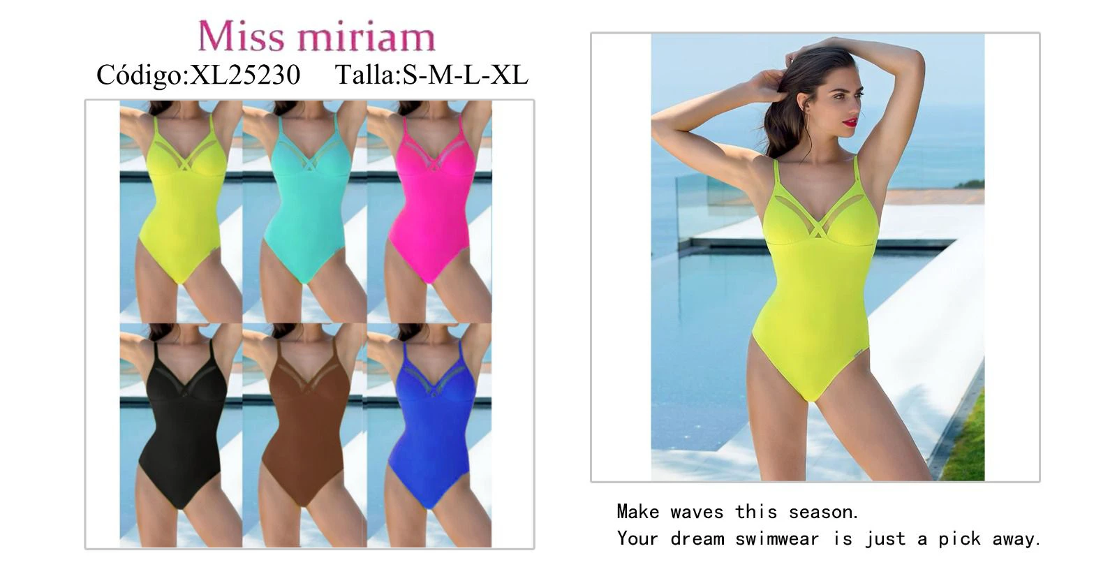 Traje de baño de una pieza con escote de tiras-XL25230