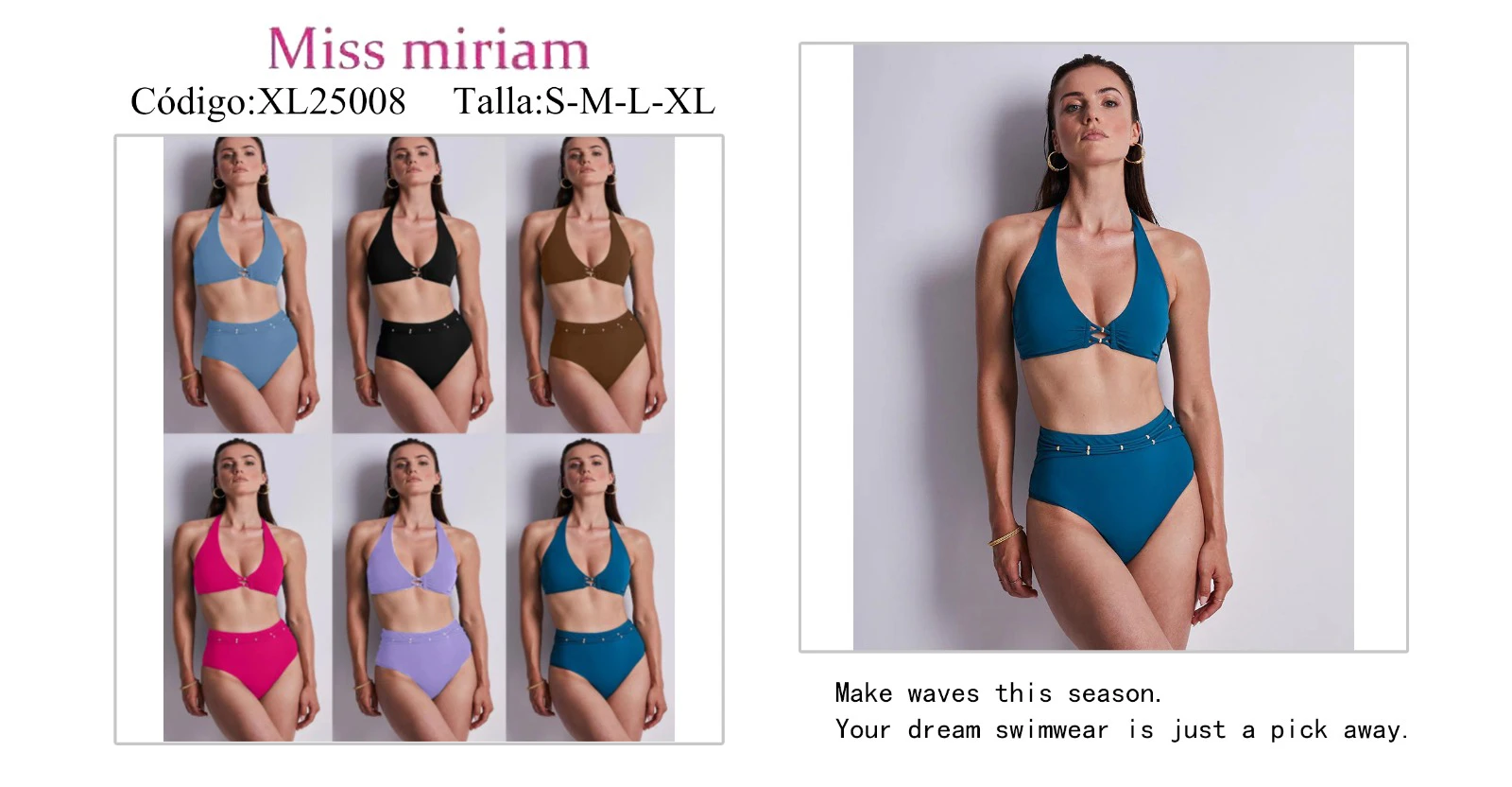 Conjunto de Bikini halter y talle alto-XL25008