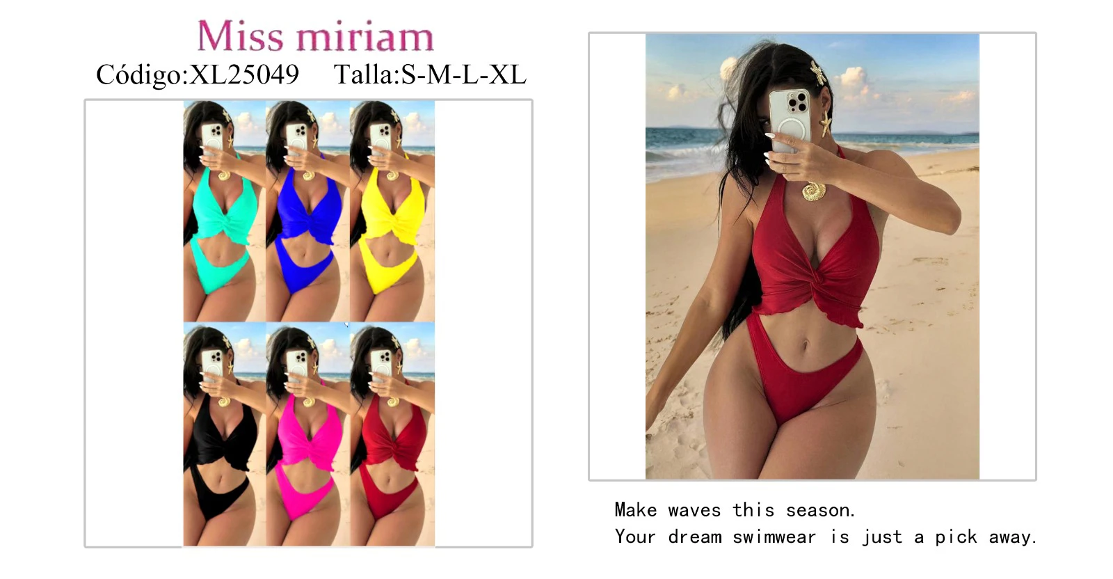 Traje de baño bikini con top anudado-XL25049