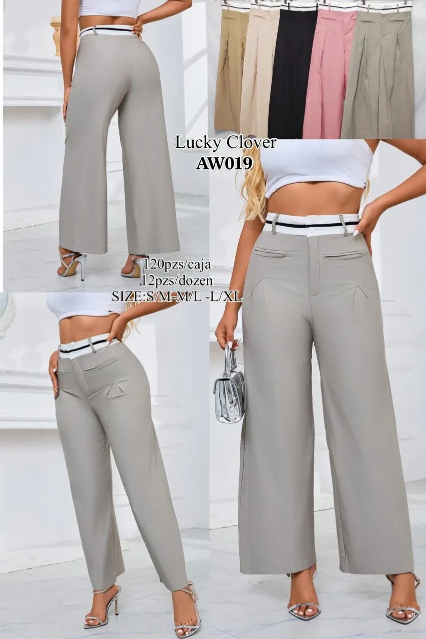 Pantalón de vestir con cinturón-AW019