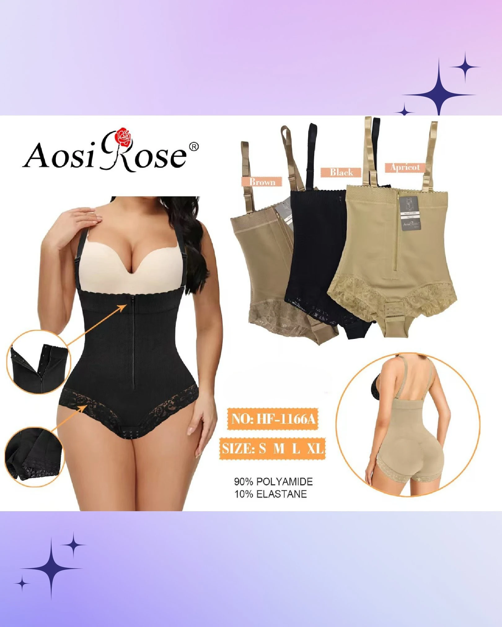 Faja Body Reductora con Tirantes Ajustables y Cierre Frontal-HF-1166A