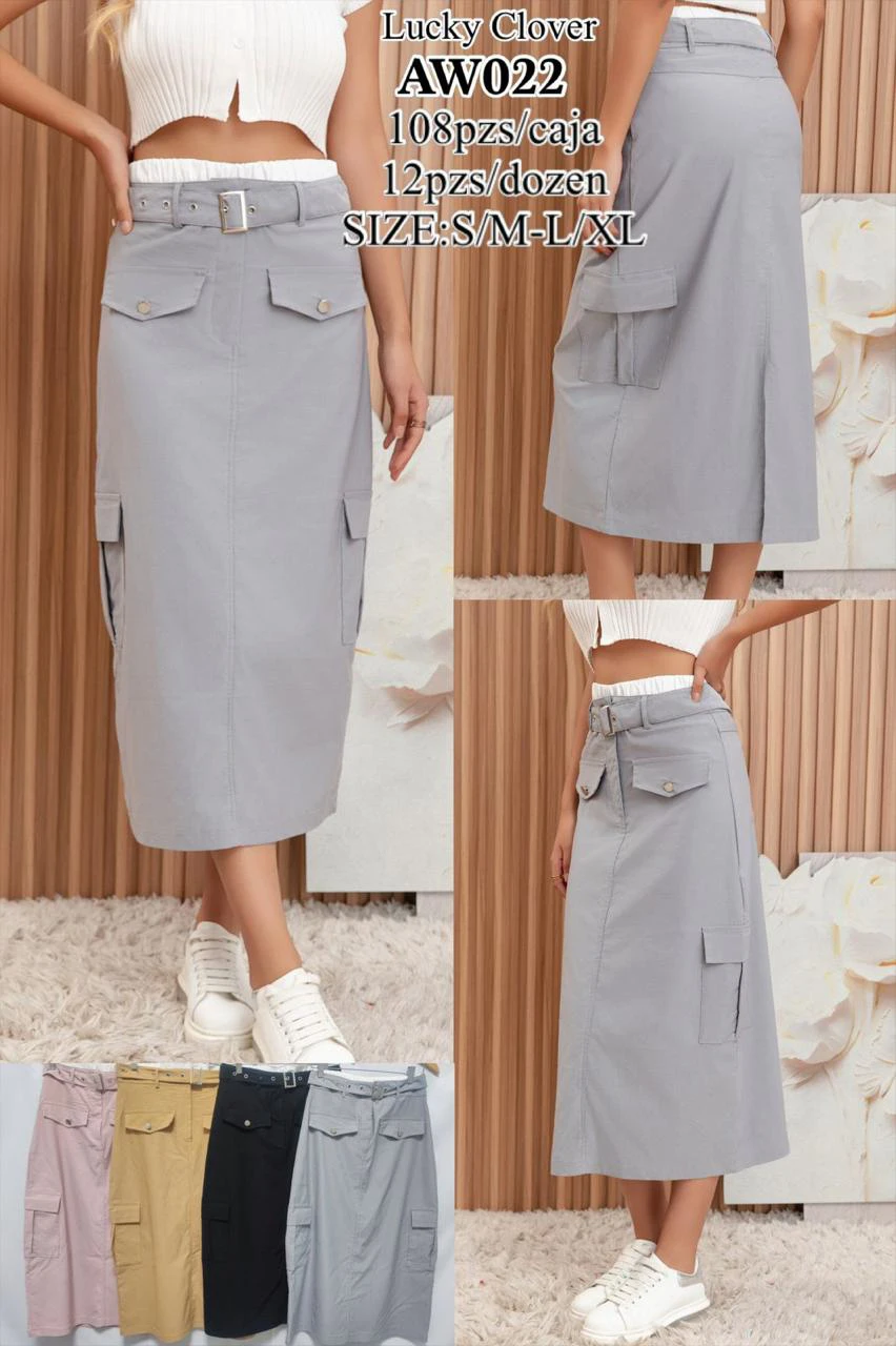 Falda cargo con cinturón-AW022