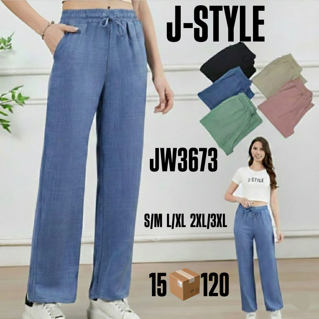 Pantalón palazzo de mujer-JW3673