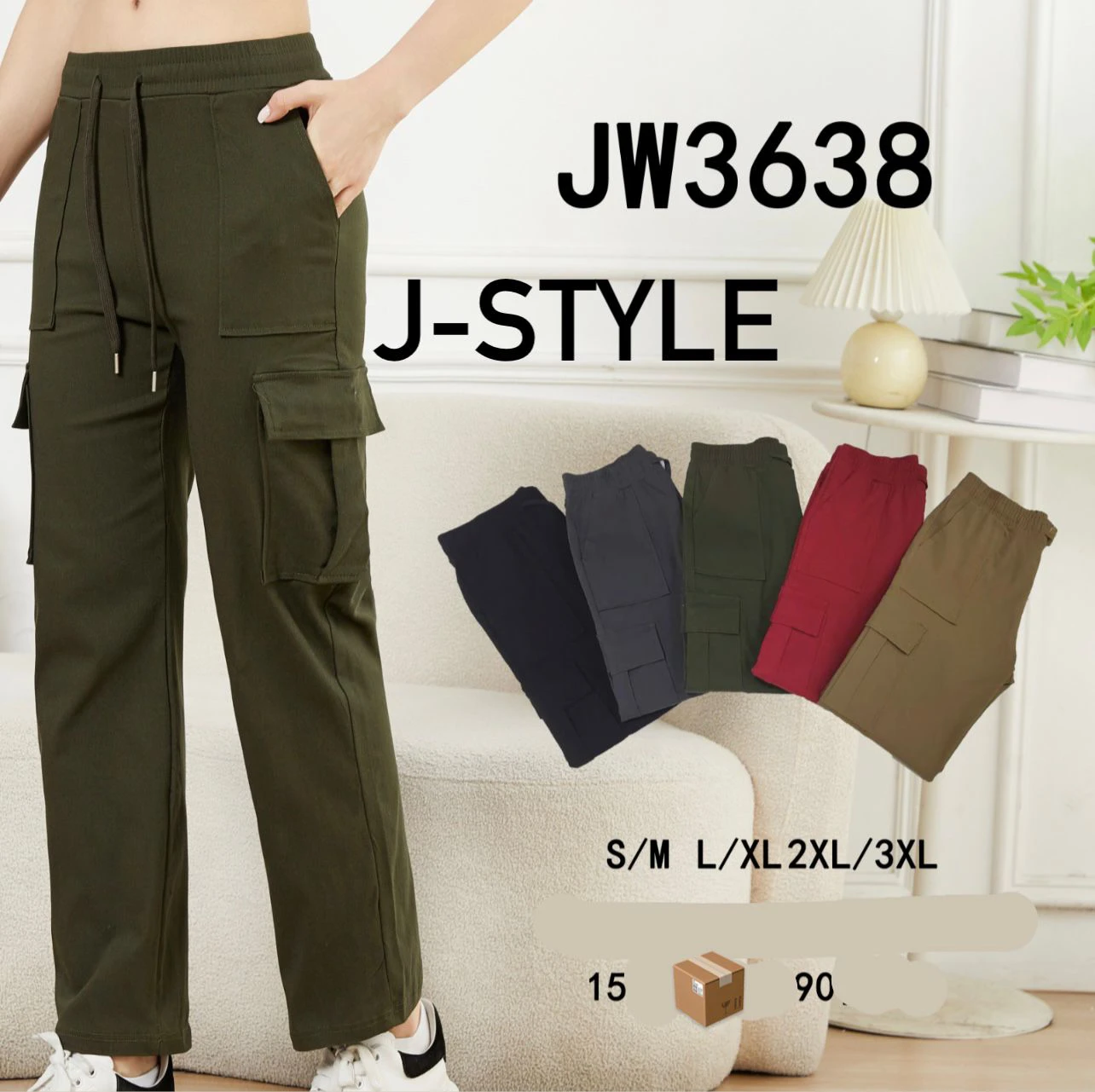 Pantalón cargo para mujer-JW3638