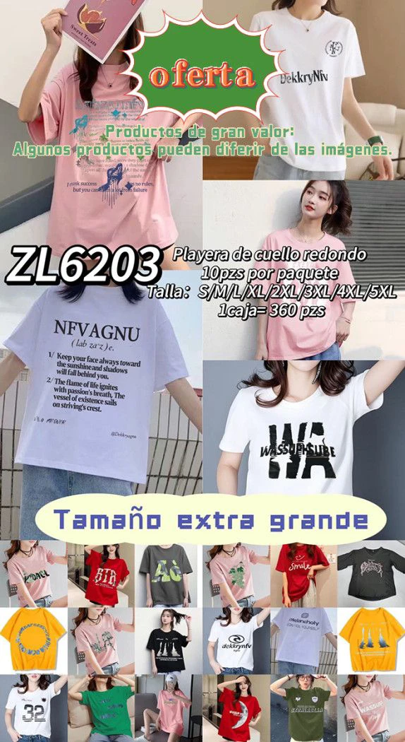 Playera de cuello redondo estampada-ZL6203