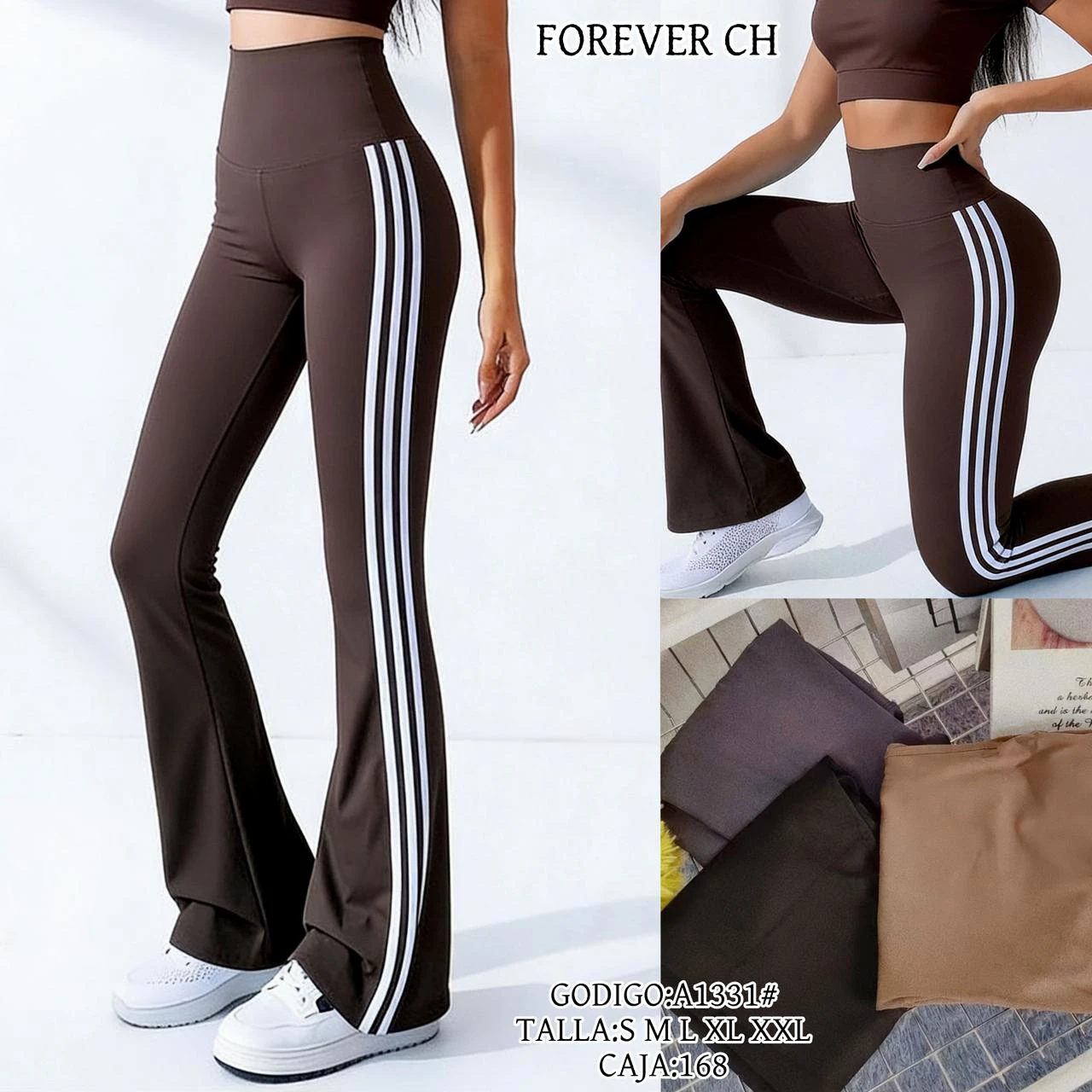 Pantalón deportivo acampanado con franjas-A1331