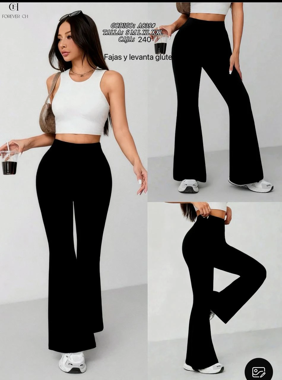 Pantalones Acampanados de Talle Alto Levanta Glúteos-A839