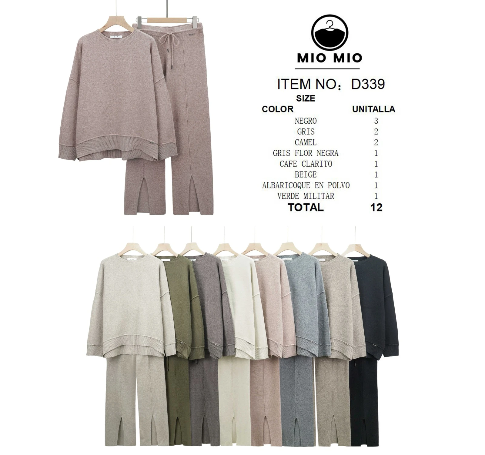 Conjunto sueter y pantalon con aberturas-D339