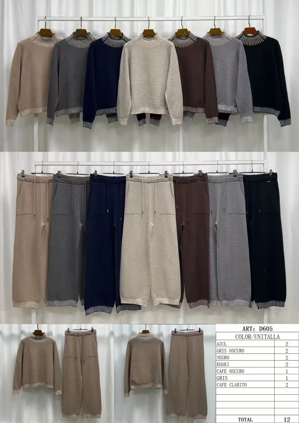 Conjunto de Suéter y Pantalón Tejido-D605