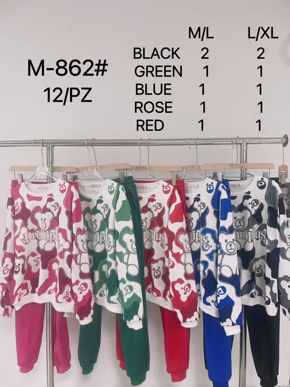 Conjunto deportivo estampado oso-M-862
