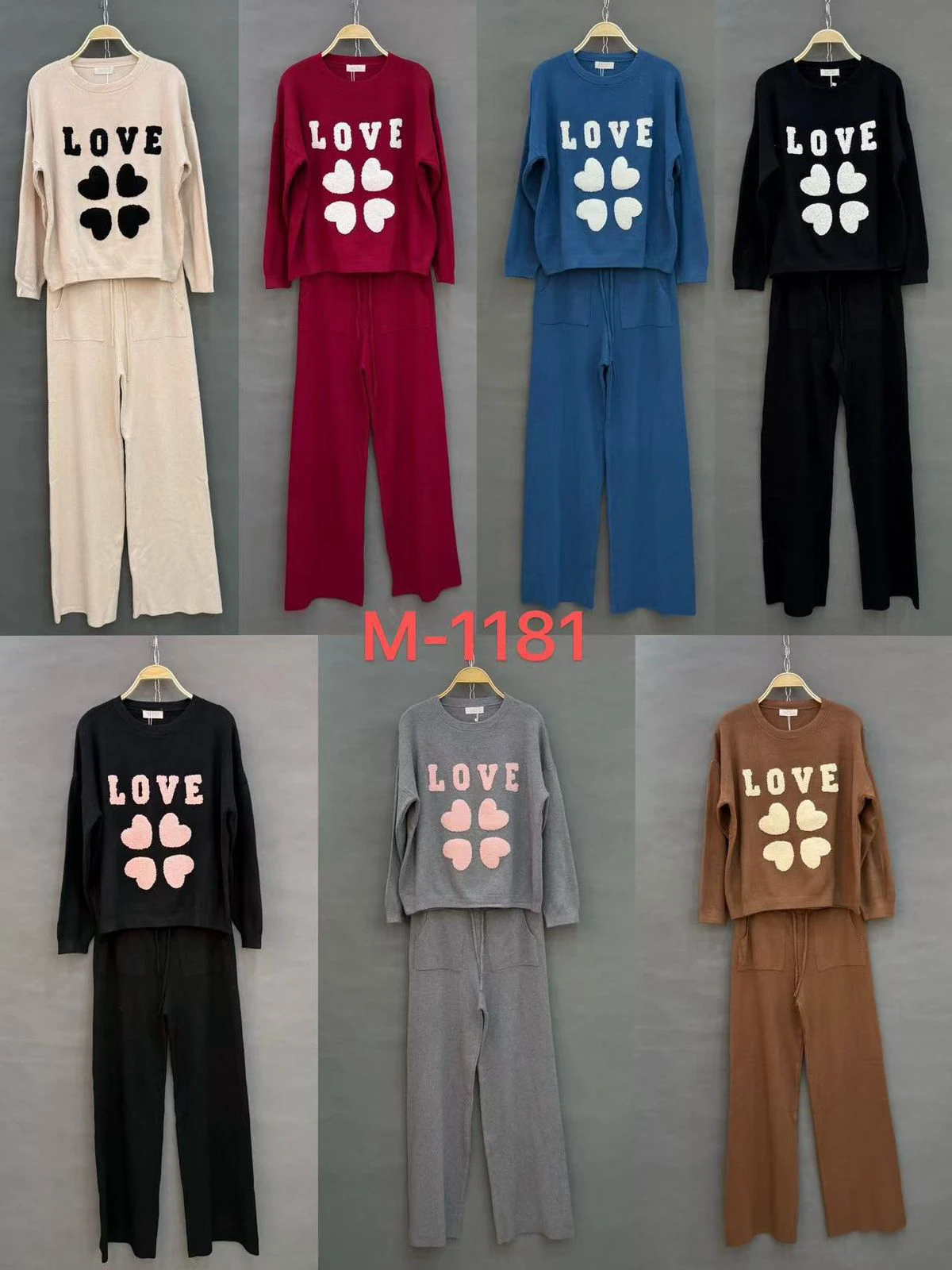 Conjunto de suéter y pantalón con estampado LOVE-M-1181