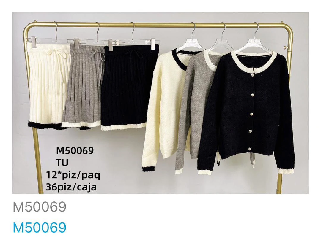 Conjunto de falda y cárdigan-M50069