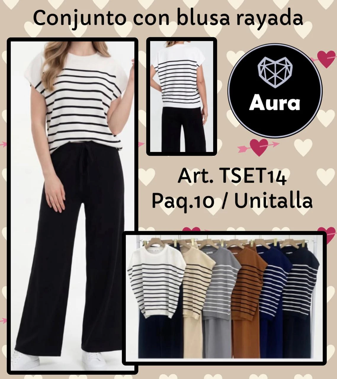Conjunto de Blusa Rayada y Pantalón-TSET14