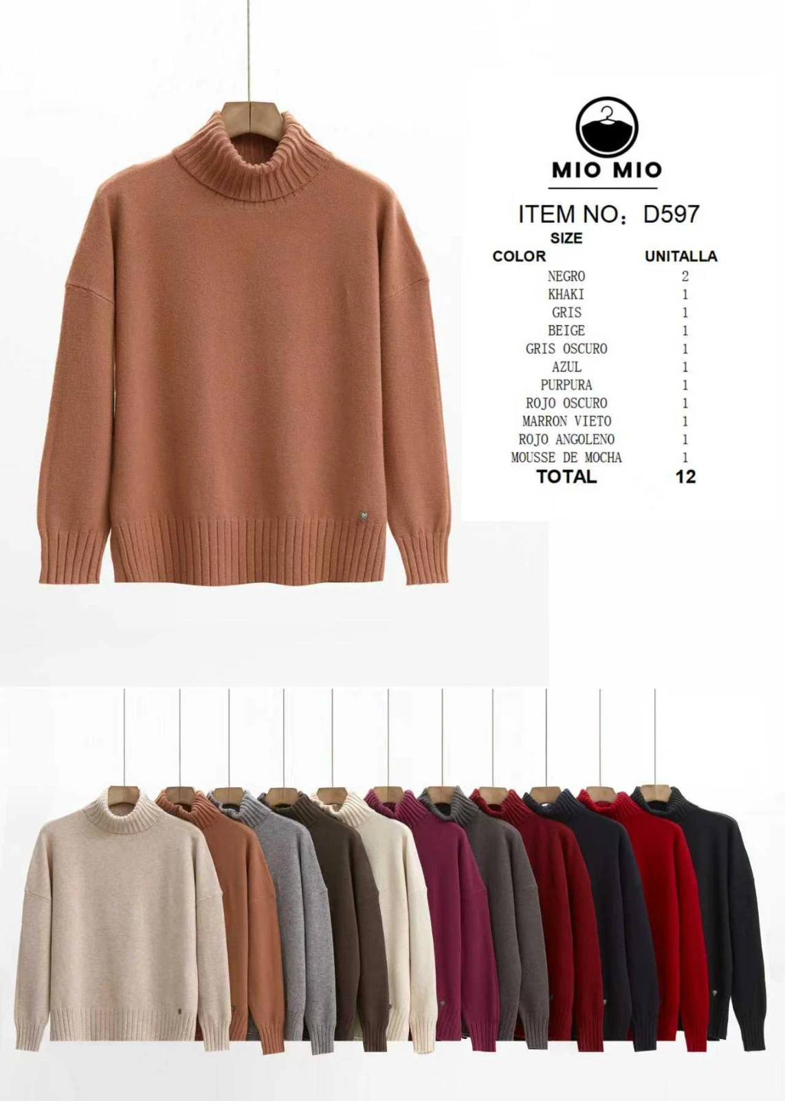 Suéter de cuello alto-D597