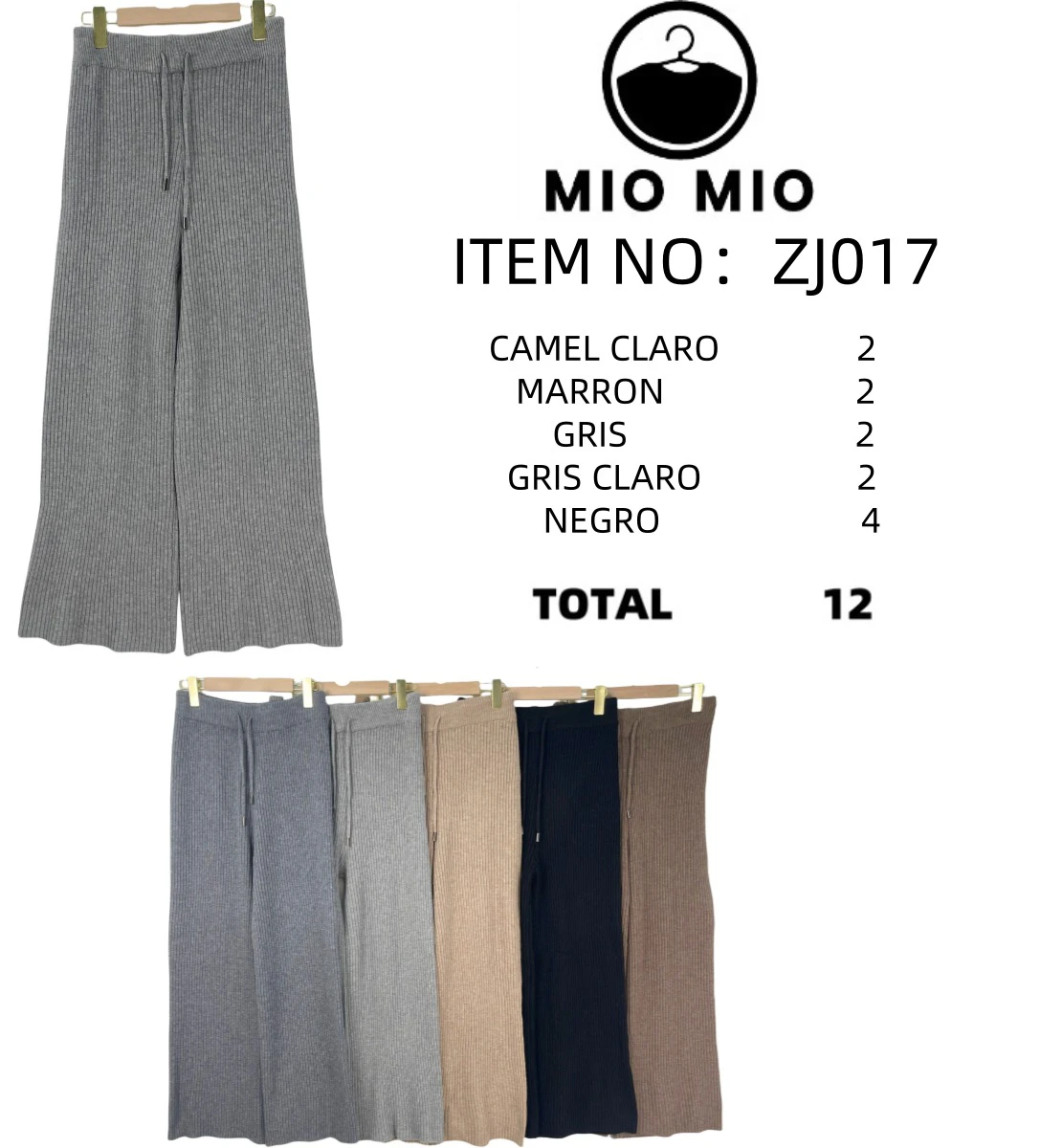 Pantalón palazzo acanalado-ZJ017