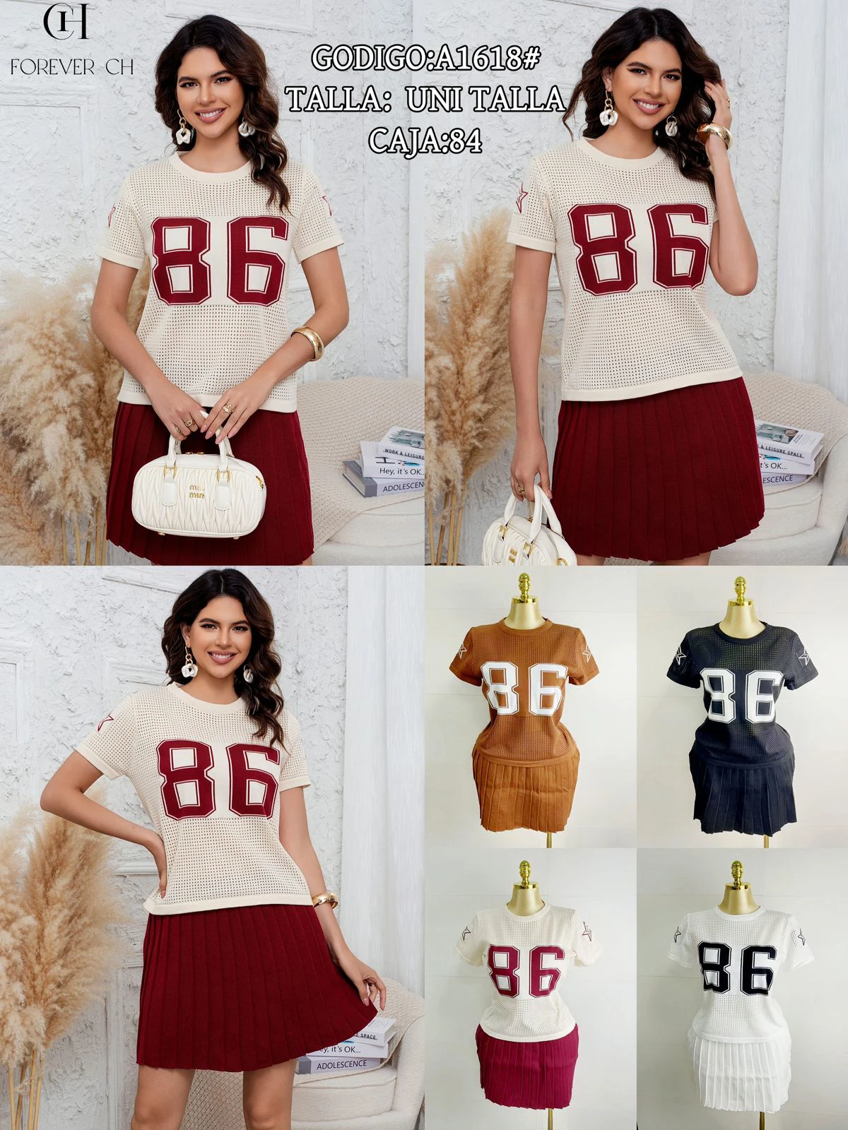 Conjunto deportivo falda y playera con número 86-A1618