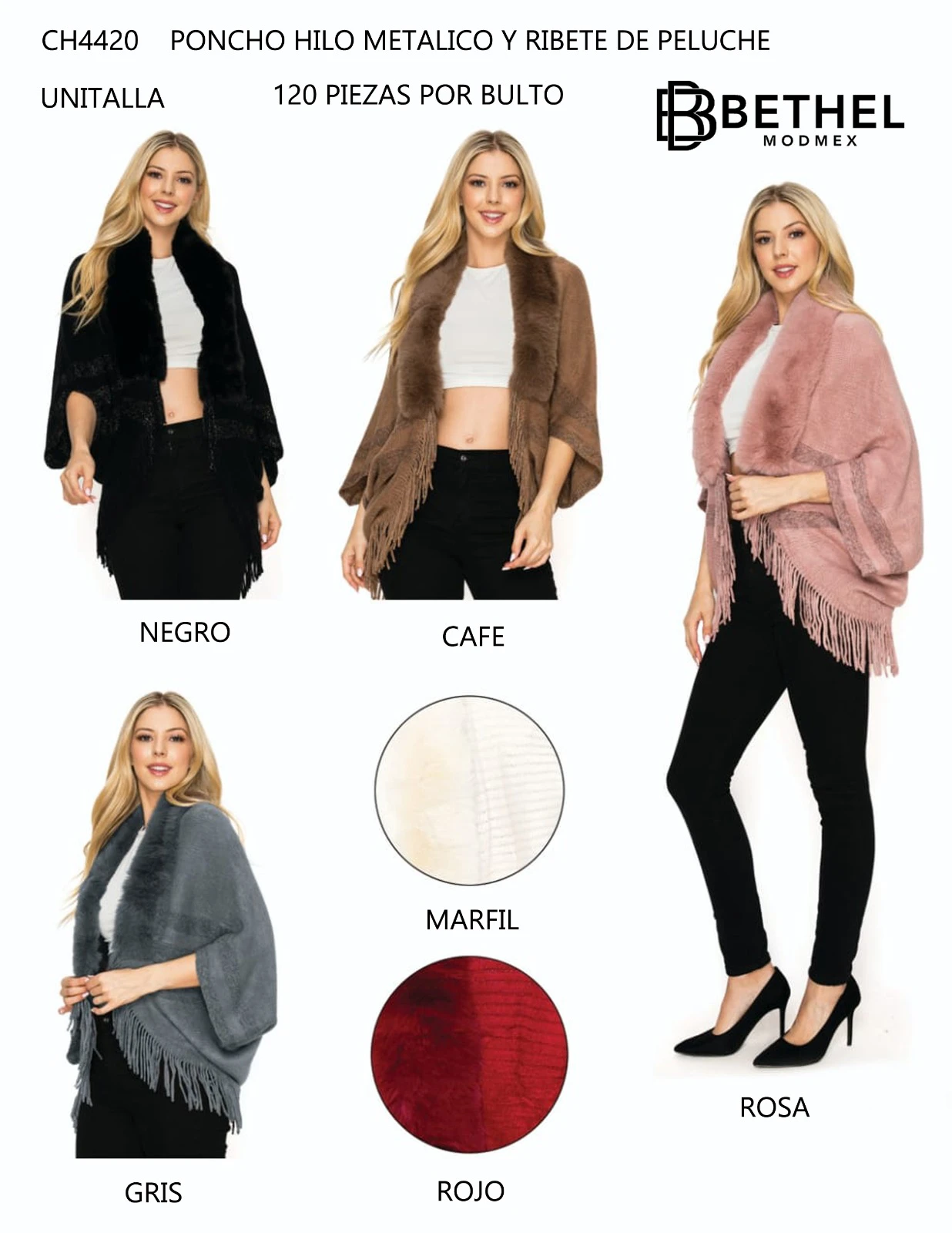 Poncho con ribete de peluche-CH4420
