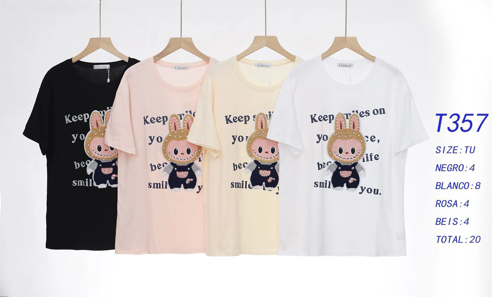 Camiseta estampada con conejo-T357