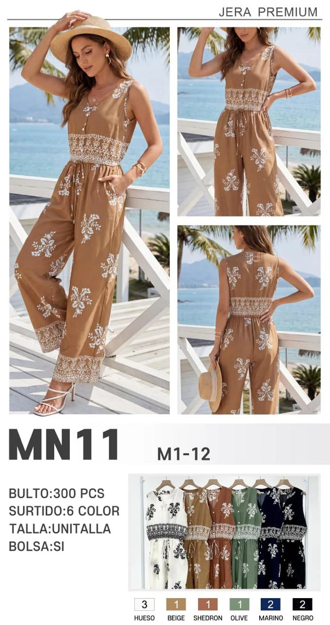 Jumpsuit largo de mujer con estampado floral-MN11