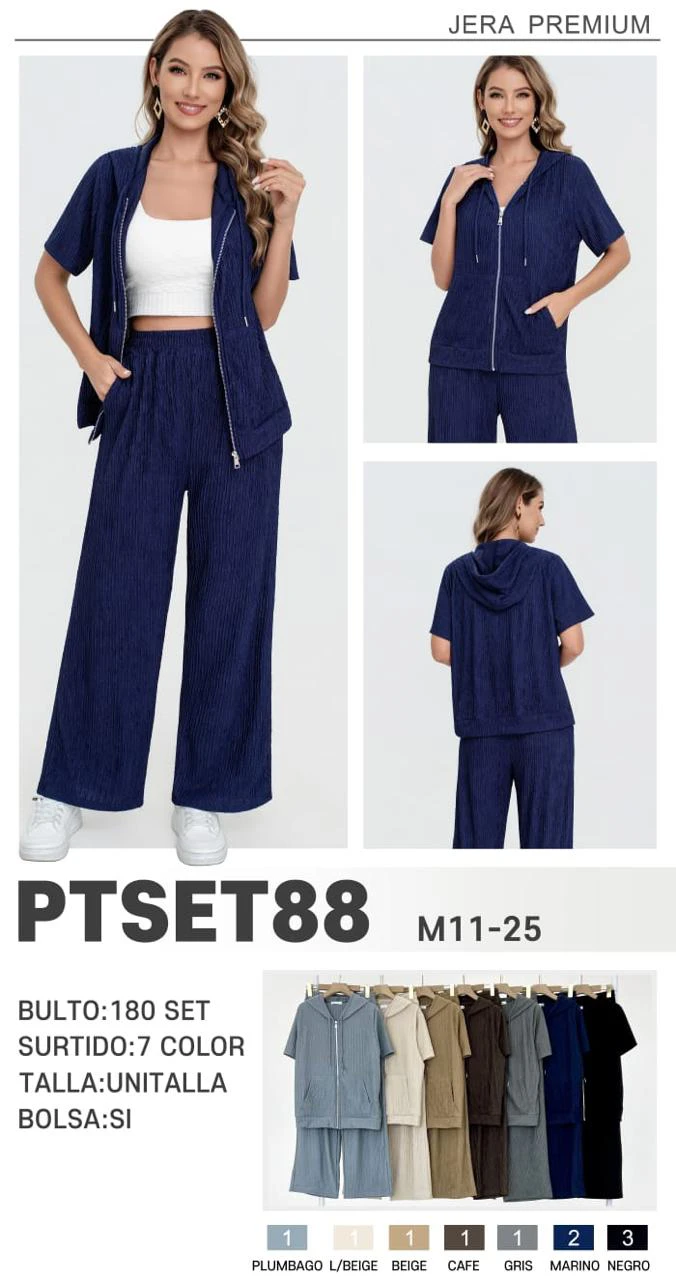 Conjunto de dos piezas con sudadera con capucha y pantalón-PTSET88