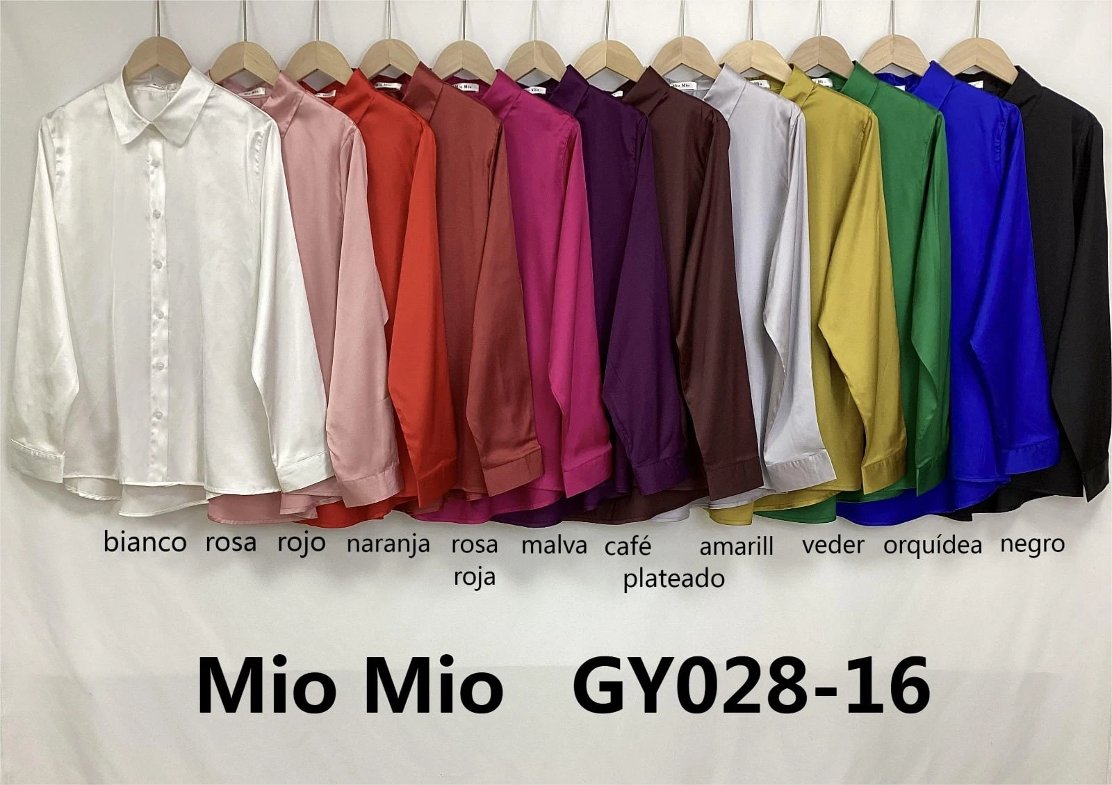 Camisa de manga larga de satén-GY028-16
