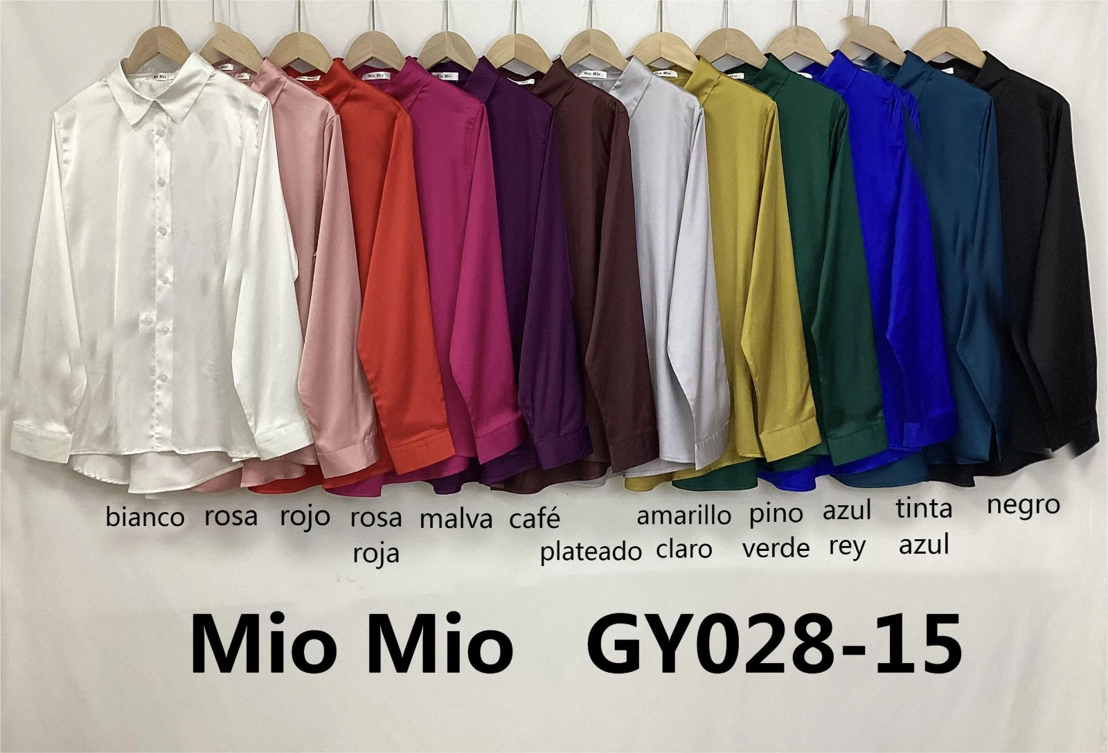 Camisa de satén de manga larga-GY028-15