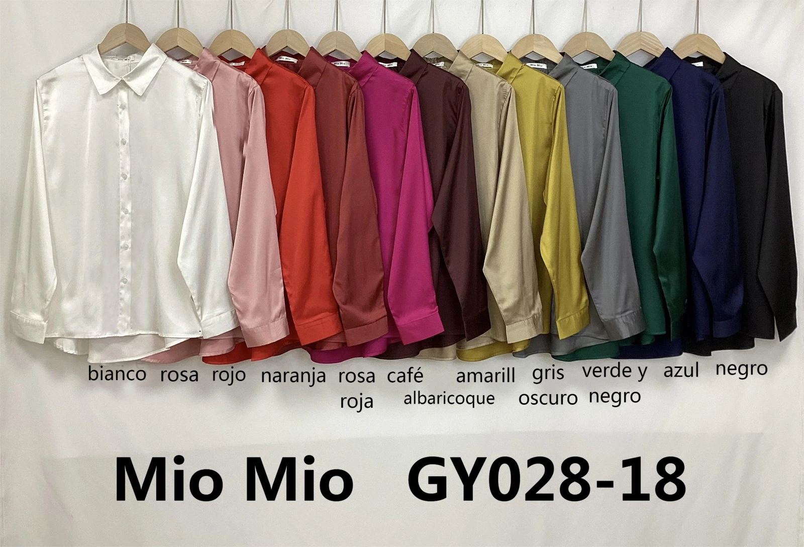Camisa de Satén Manga Larga-GY028-18