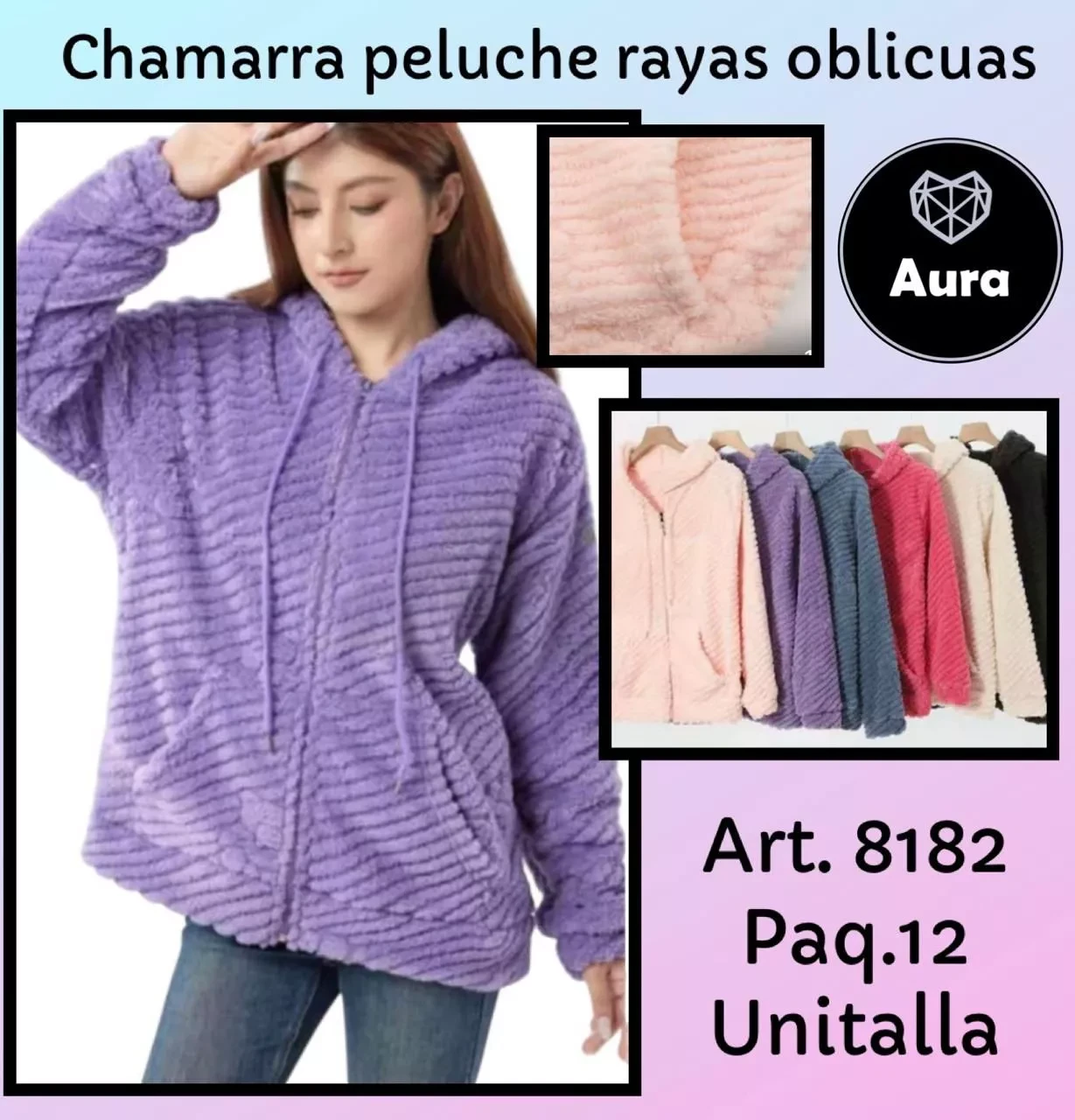 Chamarra peluche rayas oblicuas-8182