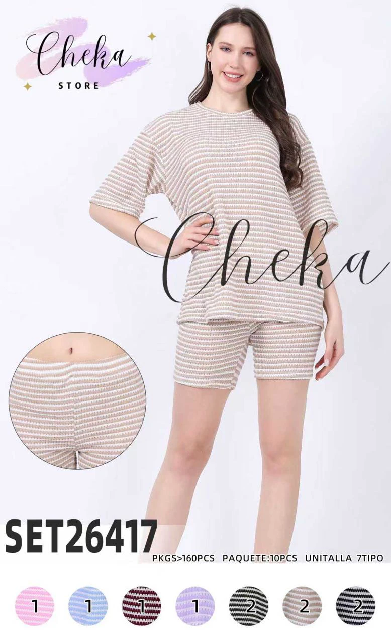 Conjunto de camiseta y shorts de punto-SET26417