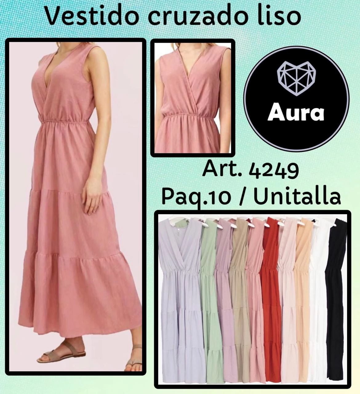 Vestido Maxi Cruzado Liso-4249