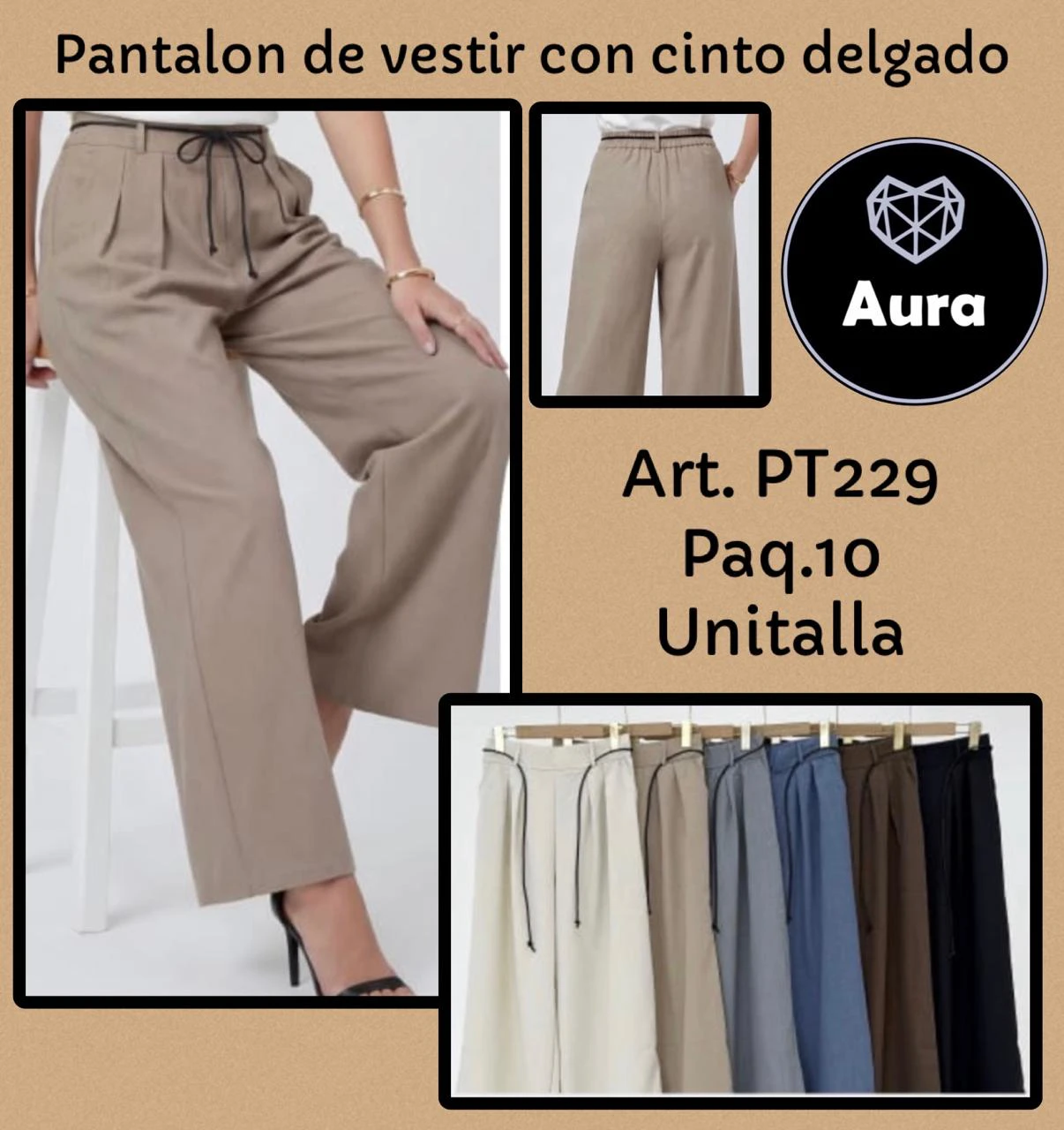 Pantalón de vestir con cinto delgado-PT229