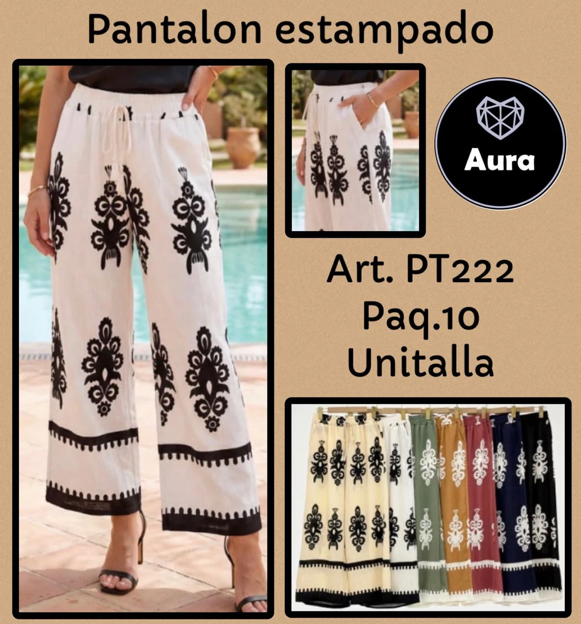 Pantalón Estampado Palazzo-PT222