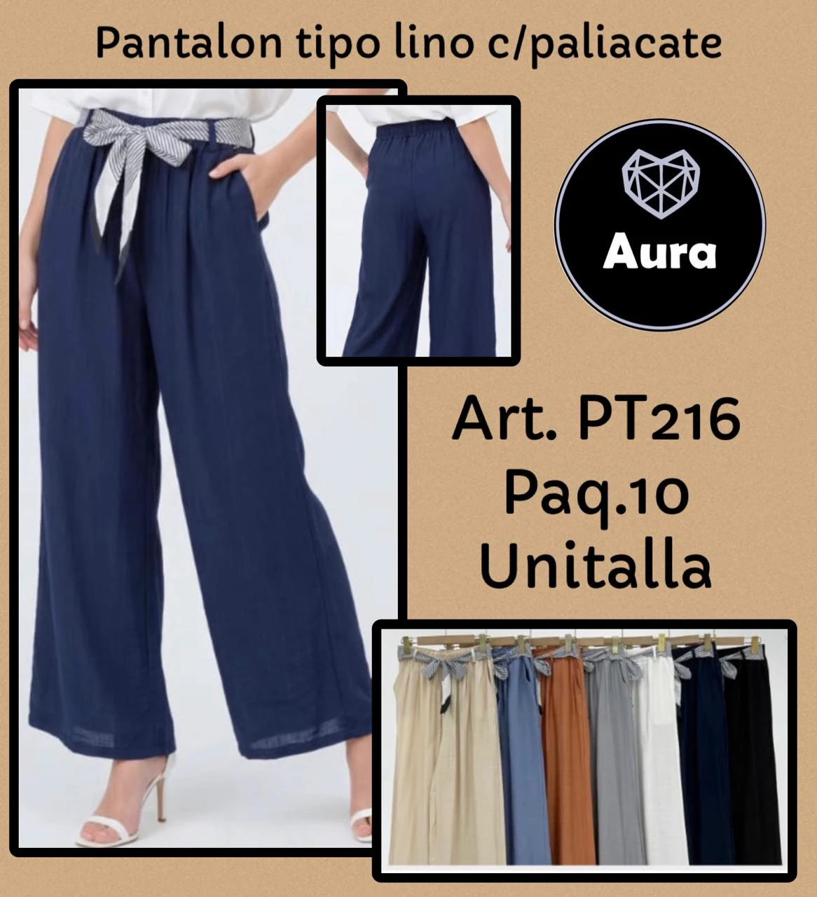 Pantalón tipo lino con paliacate-PT216