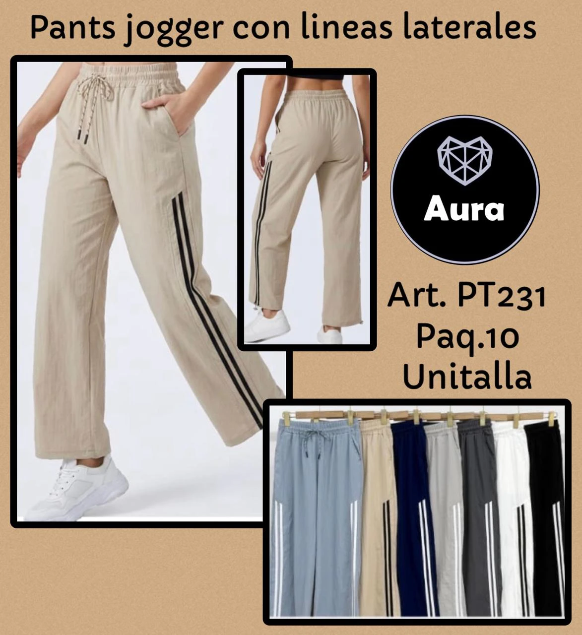Pants jogger con líneas laterales-PT231