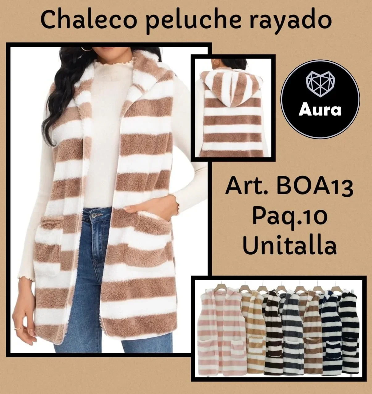 Chaleco Peluche Rayado con Capucha-0-BOA13