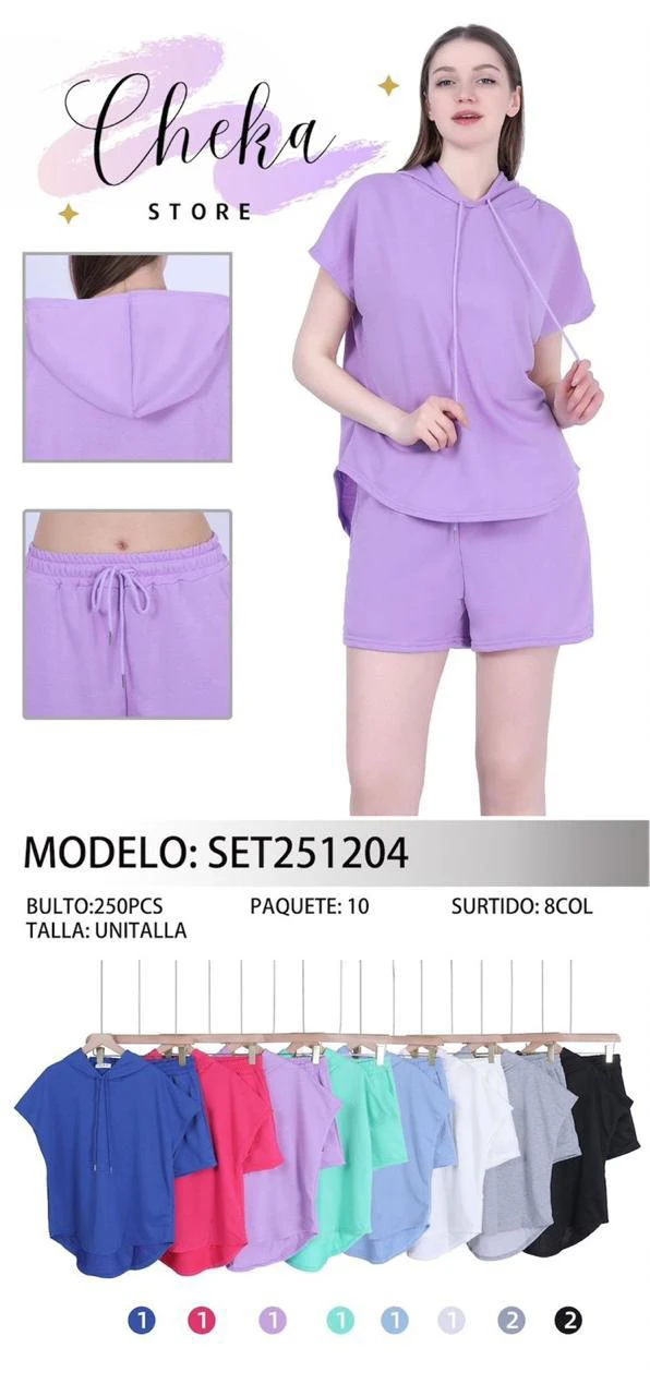 Conjunto de Sudadera con Capucha y Shorts-SET251204