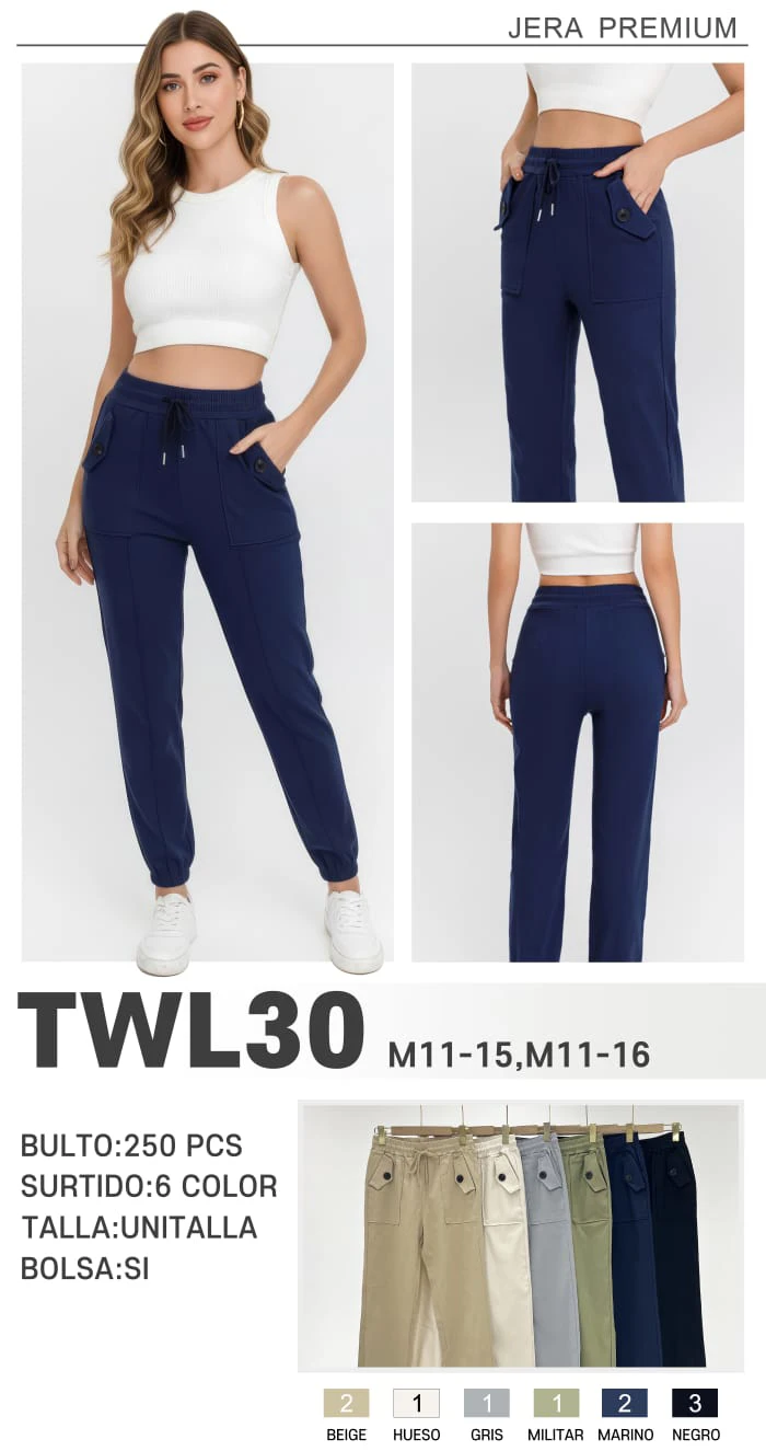 Pantalones jogger con bolsillos para mujer-TWL30