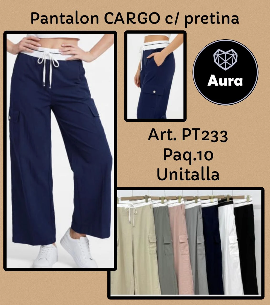 Pantalón cargo con pretina-PT233