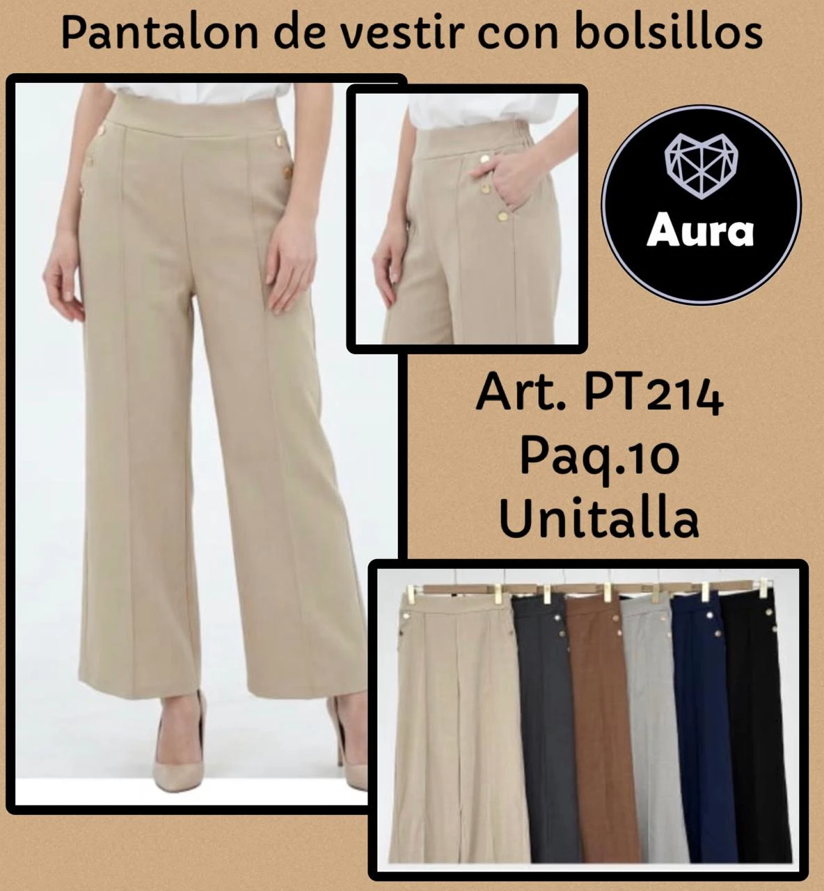 Pantalón de vestir con bolsillos-PT214