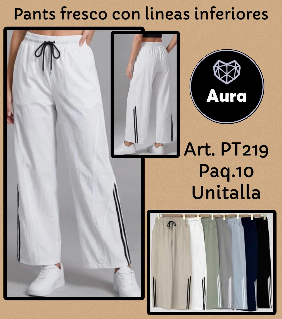 Pantalones frescos con franjas laterales-PT219
